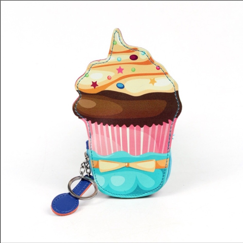 Cupcake Coin Bag with Key Ring, New